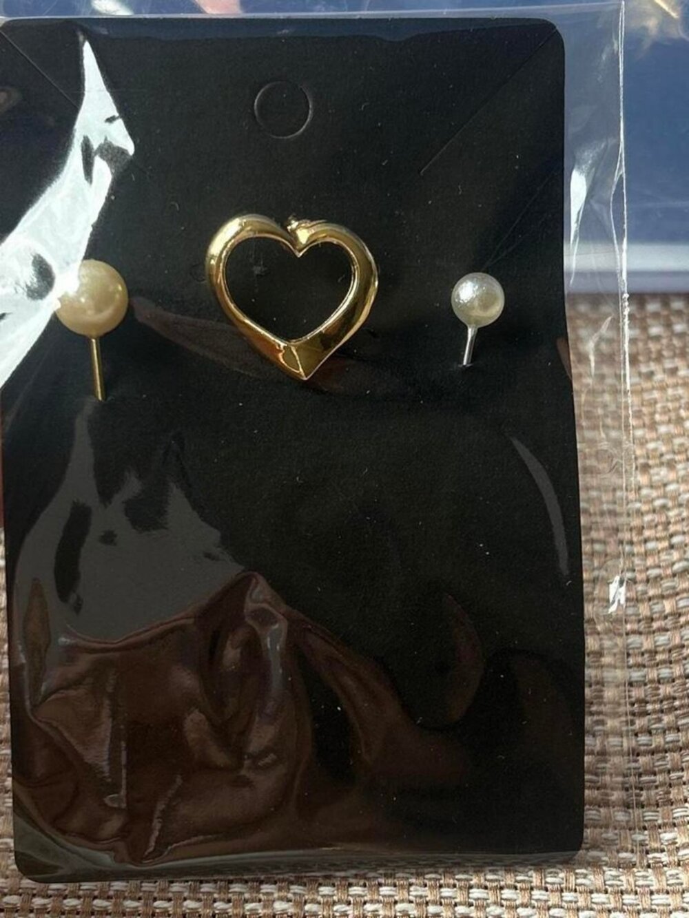 Gold Heart Pin Brooch Set 3pc Costume Jewelry